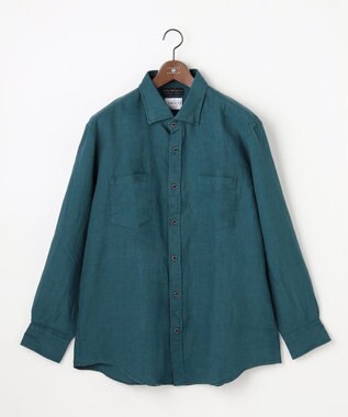 JOSEPH ABBOUD 【清涼感/ベルキーリネン】トロピカルリネン シャツ ブルー系