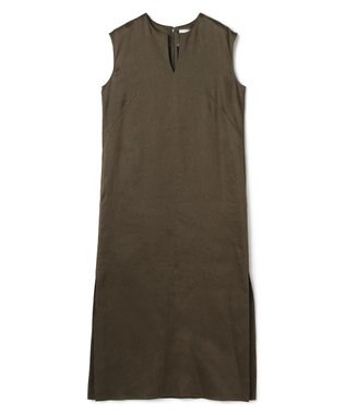 BEIGE， MICA / リネンブレンドノースリーブロングドレス Khaki