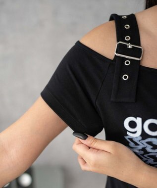 WEGO ベルトワンショルグラフィックちびT ブラック