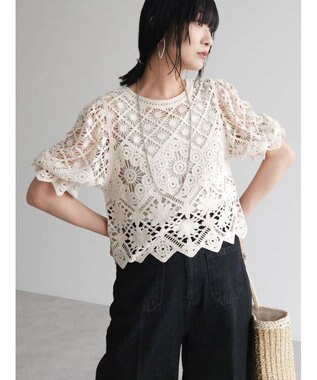 Green Parks ・ＳＵＧＡＲ　ＳＰＯＯＮ　２ｗａｙクロシェカーディガン Ivory