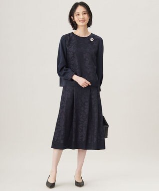 自由区 S 【カタログ掲載・セットアップ対応・洗える】フラワーオパールプルオーバー ブラウス ネイビー