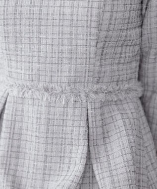 Tiaclasse 絶妙なMIXカラーのツイード素材で存在感溢れるタックワンピース グレー