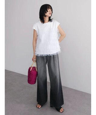 Green Parks フレンチスリーブチュールティアードプルオーバー White