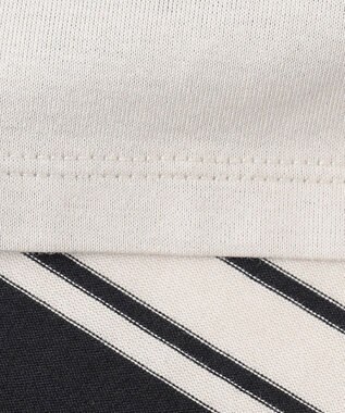 J.PRESS LADIES S 【洗える】パネルボーダー Tシャツ ベージュ×ブラック系