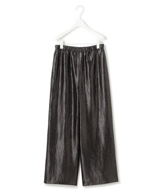 ICB 【洗える】 ブライトカールマイヤー ワイドストレートパンツ チャコールグレー系