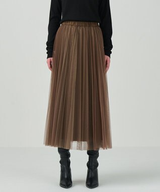 GRACE CONTINENTAL ラメプリーツスカート ブロンズ