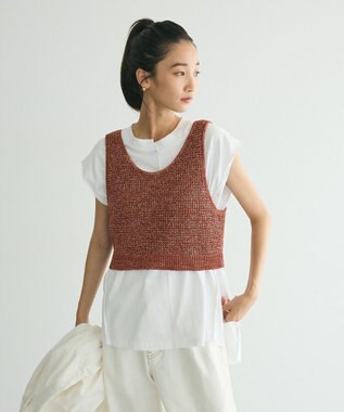 CRAFT STANDARD BOUTIQUE ワッフル編み短丈ニットベスト
