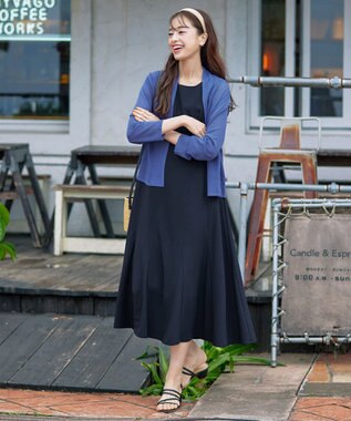 Tiaclasse 【洗える】裾フレアAラインワンピース ネイビー