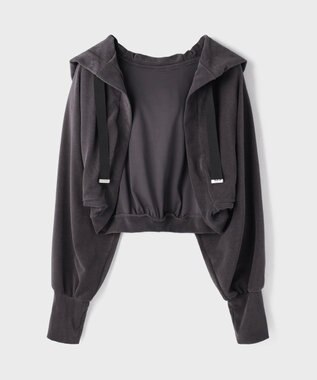 GRACE CONTINENTAL ルーズパーカーsetトップ チャコール