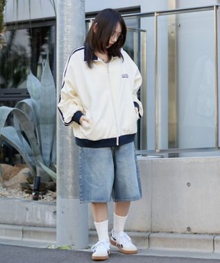 WEGO 【ユニセックス着用ITEM/SMLサイズ展開】スーパーバギーデニムショーツ デニム中濃加工色