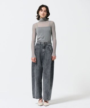 GRACE CONTINENTAL シアーリブタートルトップ グレー