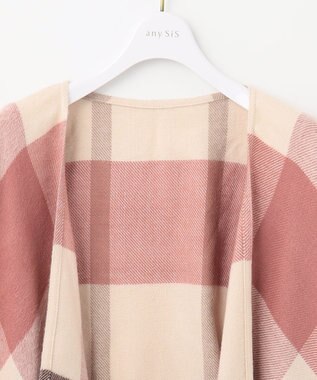 ANY SIS ノーブルチェック ポンチョ ストール ピンク系