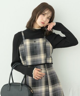 earth music&ecology コットンツイルチェックビスチェ Black