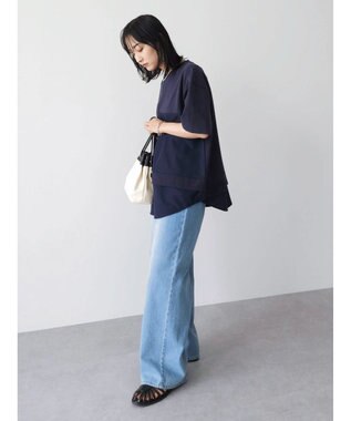 Green Parks 異素材切替ドッキングチュニック Blue Green