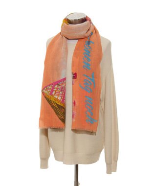 MOONBAT Hanato(ハナト) シルクウールストール ローデンブルクの街／幅60cm ピーチ