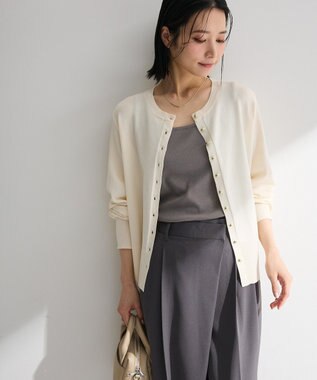 Green Parks 金釦コンパクトニットカーディガン White