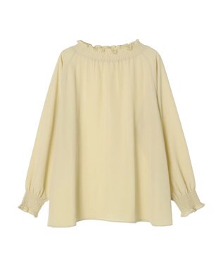 earth music&ecology シャーリングネックブラウス Yellow