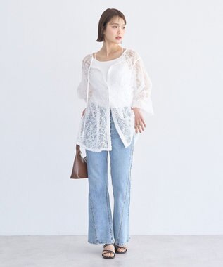 earth music&ecology レースフラワーブラウス Off White