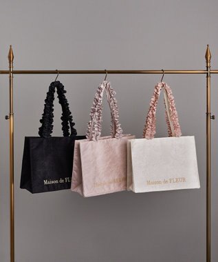 Maison de FLEUR EC限定レースフリルハンドルスクエアトートMバッグ Ivory