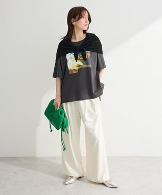 Green Parks ＳＥＴ２点フォトＴシャツ＋レーススカーフ Charcoal Gray