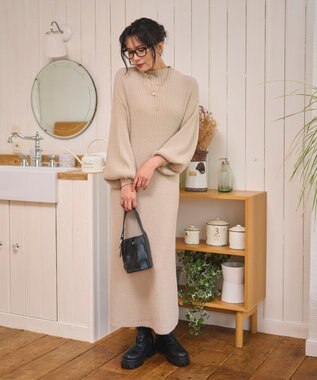 WEGO 【WEB限定/2025年秋冬新作】ニットワンピース ベージュ