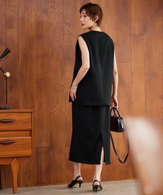 ICB スラブヤーンツイード ナロースカート ブラック系