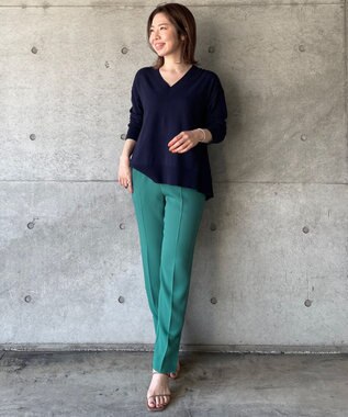 UNFILO 【ストレッチ/洗える】出会えるパンツ テーパード ライトグリーン系