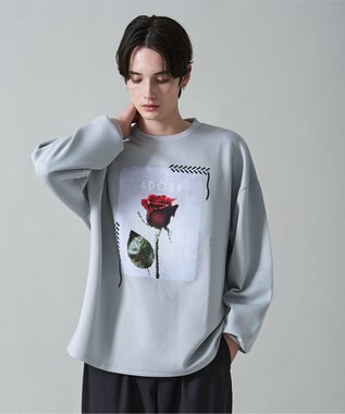 WEGO シートプリントプルオーバー ライトグレー