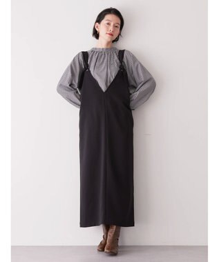 AMERICAN HOLIC 両ＶネックＩラインワンピース Black