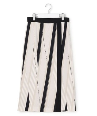 ICB 【先行予約】ランダムストライププリント ストレートスカート トープ×オフホワイト×ブラック