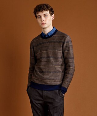 JOSEPH ABBOUD 【キングサイズ・ストレッチ/スウェードタッチ/JAPANファブリック】ジャガード柄 プルオーバー ニット ベージュ系3