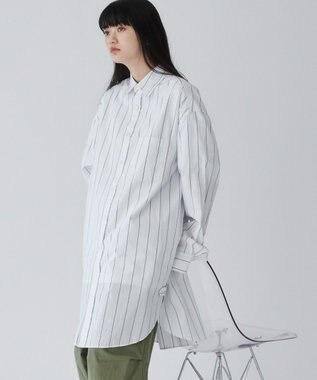 WEGO ストライプロングシャツ ホワイトストライプ