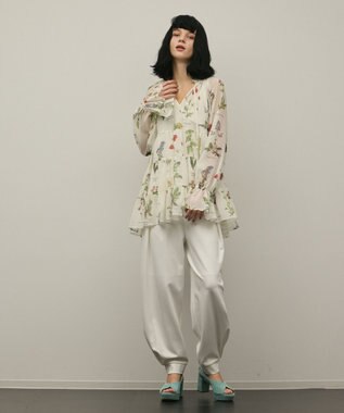 GRACE CONTINENTAL ボタニカルプリントチュニックトップ キナリ