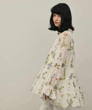GRACE CONTINENTAL ボタニカルプリントチュニックトップ キナリ