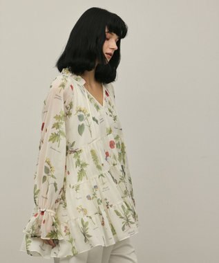 GRACE CONTINENTAL ボタニカルプリントチュニックトップ キナリ