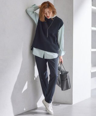 23区 S 【Oggi4月号掲載/洗える】CANCLINI バンドカラー シャツ ミントストライプ