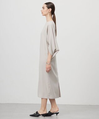 ICB L 【UVケア・接触冷感・速乾・防シワ・洗える】FluidBackSatinドルマンスリーブワンピース トープ系