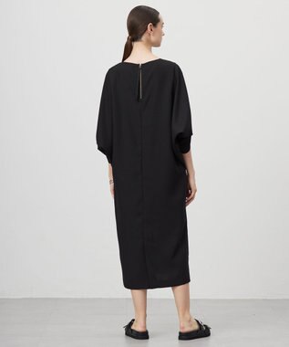 ICB L 【UVケア・接触冷感・速乾・防シワ・洗える】FluidBackSatinドルマンスリーブワンピース ブラック系