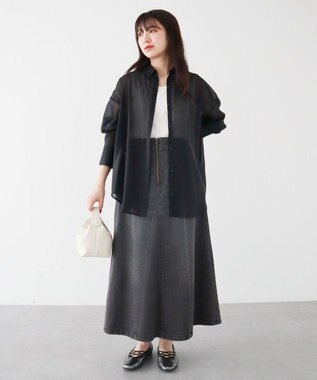 Green Parks フロントＺＩＰデニムスカート Black