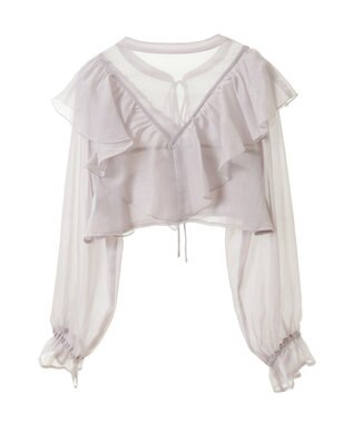 earth music&ecology シアーラッフルショートボレロ Gray