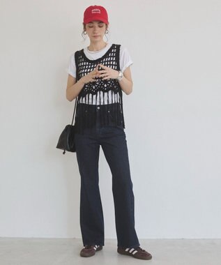WEGO 【ANGIE VINTAGE】クロシェフリンジベスト ブラック