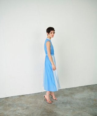 GRACE CONTINENTAL ストライププリントワンピース サックス