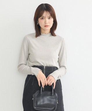 earth music&ecology ラメテレコハイネックプルオーバー Gray