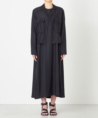 NAVE 【ReNAVE・セットアップ可/洗える/UVケア/接触冷感】フィブリルシャンブレー オープンカラーシャツ ブラック系