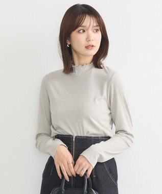 earth music&ecology ラメテレコハイネックプルオーバー Gray