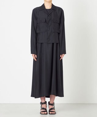 NAVE 【ReNAVE・セットアップ可/洗える/UVケア/接触冷感】フィブリルシャンブレー オープンカラーシャツ ブラック系