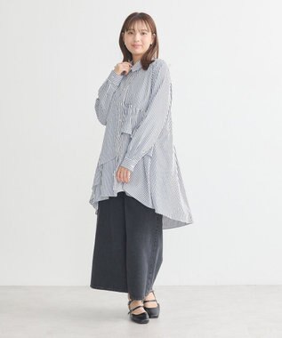 earth music&ecology アシンメトリーティアードチュニック Stripe