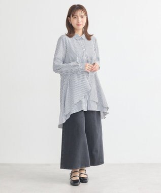 earth music&ecology アシンメトリーティアードチュニック Stripe