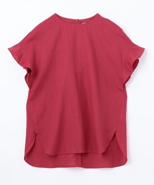 ANY 【洗える】ライトリネンクロスフレアスリーブ ブラウス マゼンタ