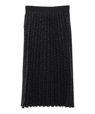 Green Parks 微光沢　柄プリーツスカート Dot Black